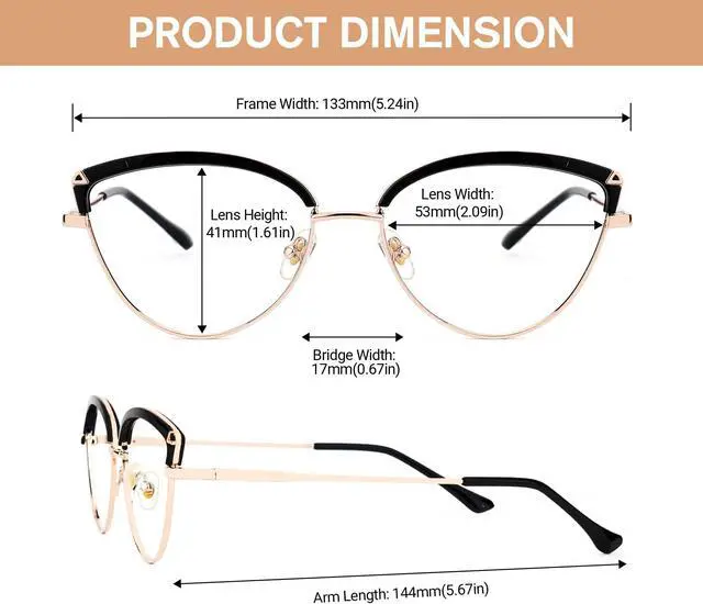 Alt view image 2 of 5 - Zeelool Cat Eye Blue Light Blocking Glasses Metal Frame for Women ZJGX672183-01B Black