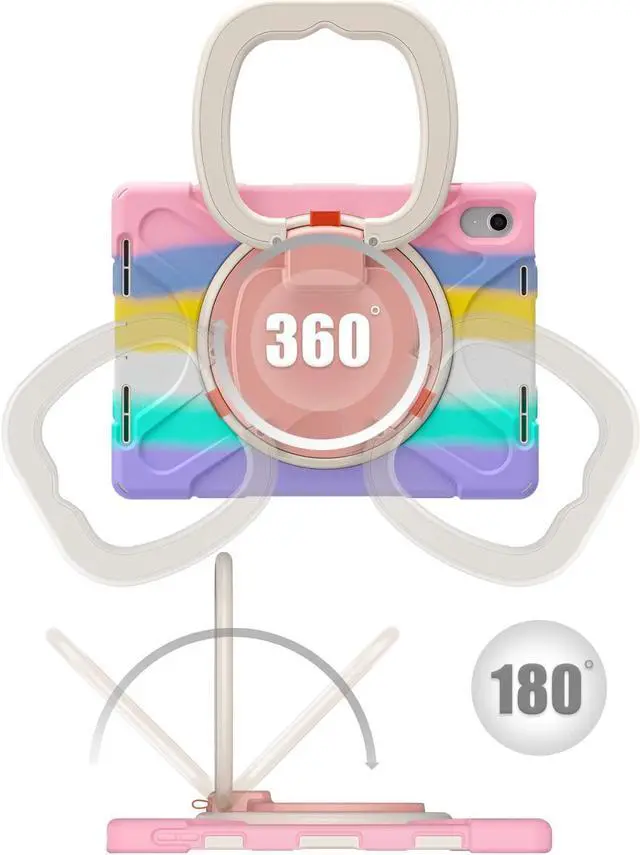 Alt view image 5 of 5 - PEN&H iPad 10th Generation 10.9 inch 2022 Case, Heavy Duty Protective iPad 10.9 inch 2022 Case with Kickstand, Shockproof Tablet Cover for iPad 10th gen -Rainbow