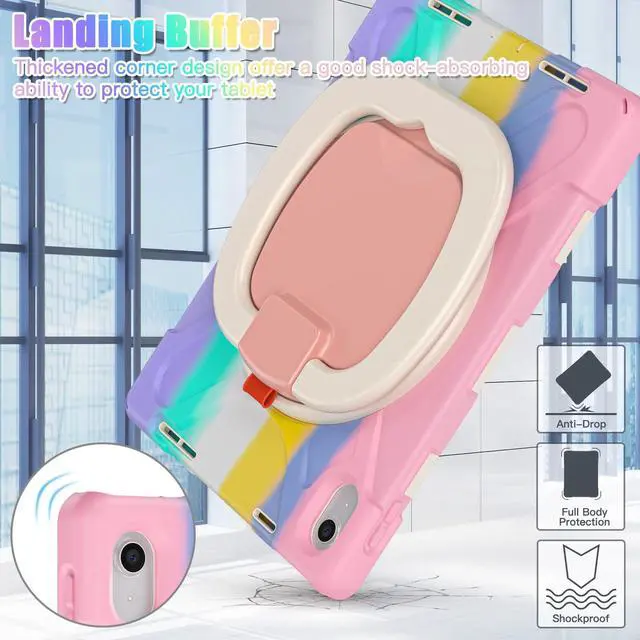 Alt view image 4 of 5 - PEN&H iPad 10th Generation 10.9 inch 2022 Case, Heavy Duty Protective iPad 10.9 inch 2022 Case with Kickstand, Shockproof Tablet Cover for iPad 10th gen -Rainbow