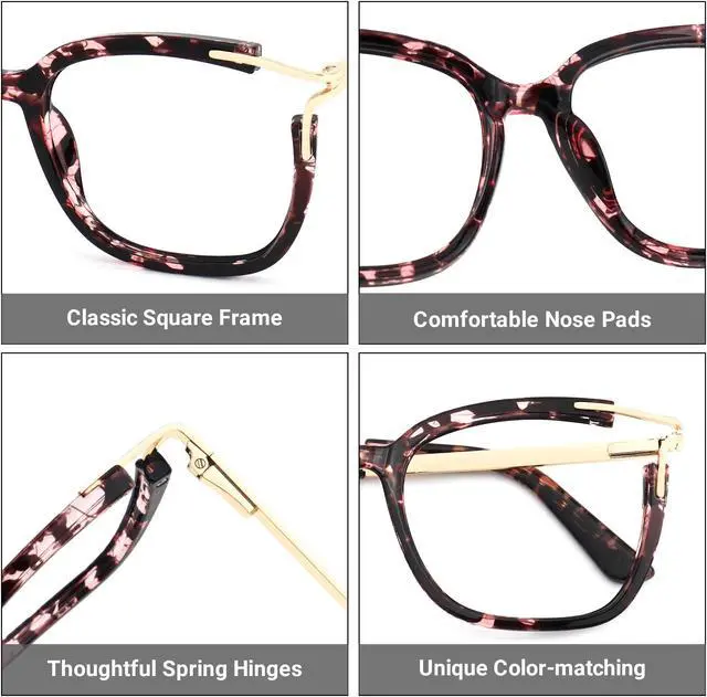 Alt view image 5 of 5 - Zeelool Square Blue Light Glasses for Women Chic Tortoise Fake Glasses Novel Anti Blue Light Designer Full Eyewear JGT261246-03B