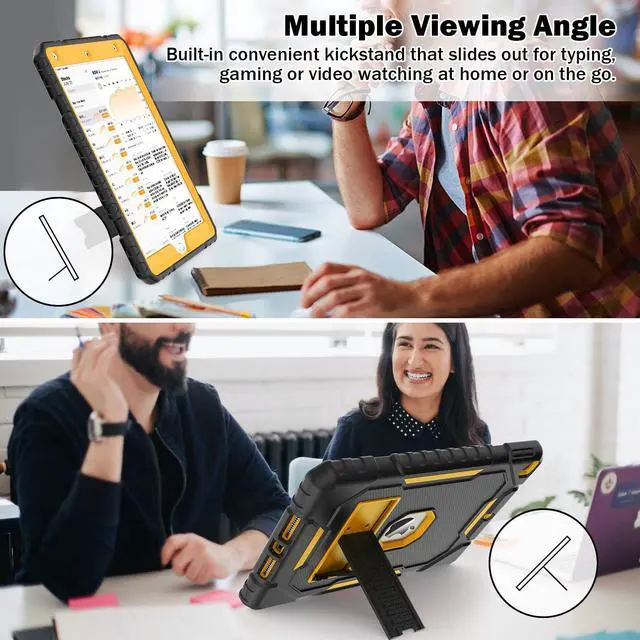Alt view image 4 of 5 - ZoneFoker Case for iPad 9th/8th/7th Generation 2021/2020/2019(10.2 inch), Heavy Duty Military Grade Shockproof Rugged Protective 10.2" Cover with Built-in Stand for iPad 9 8 7 Gen (Black+Gold)