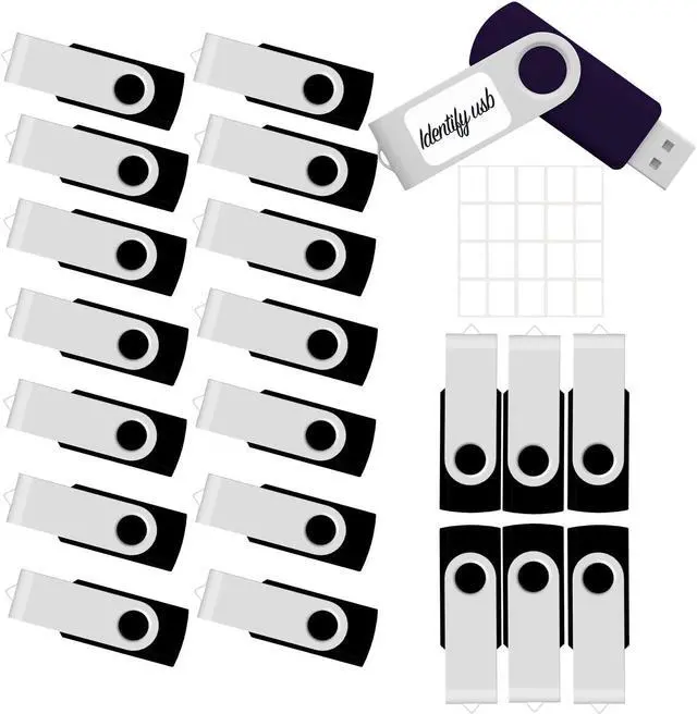 Main image of 2GB USB Flash Drive 20 Pack JBOS Thumb Drives 2 GB USB Drives Memory Stick Swivel 2G Gig Stick USB2.0 Pen Drive for Date Storage, 2 Gig UBS Flash Drive, Zip Drive, Jump Drive, USB Stick, Black