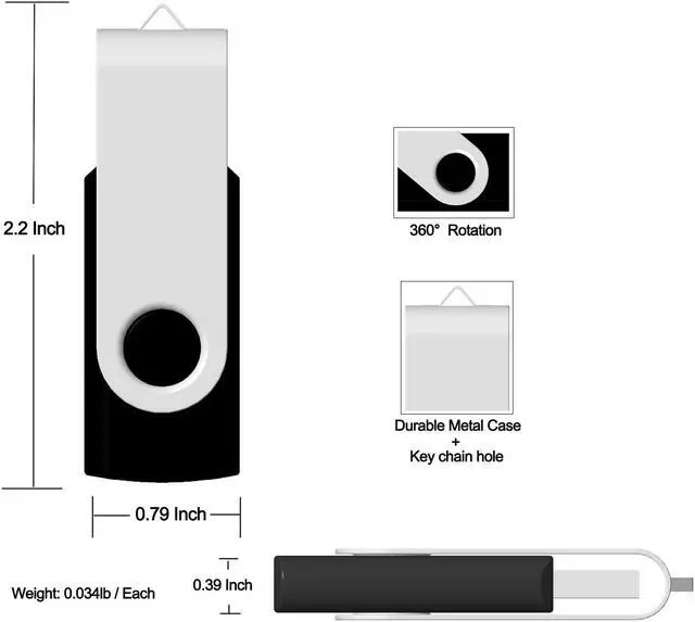 Alt view image 5 of 5 - 2GB USB Flash Drive 20 Pack JBOS Thumb Drives 2 GB USB Drives Memory Stick Swivel 2G Gig Stick USB2.0 Pen Drive for Date Storage, 2 Gig UBS Flash Drive, Zip Drive, Jump Drive, USB Stick, Black