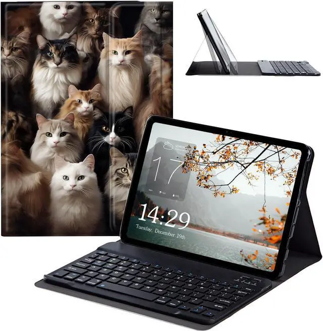 Main image of JANENFNA Kindle Fire Max 11 Tablet Case with Keyboard, Detachable Wireless Bluetooth Keyboard Case for Amazon Kindle Fire Max 11 (13th Generation, 2023 Release) 11" Bunch of Cats