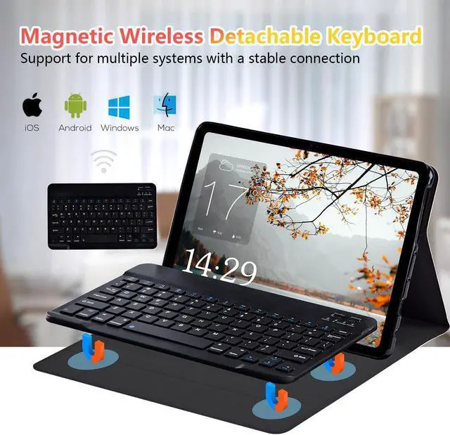 Alt view image 4 of 5 - JANENFNA Kindle Fire Max 11 Tablet Case with Keyboard, Detachable Wireless Bluetooth Keyboard Case for Amazon Kindle Fire Max 11 (13th Generation, 2023 Release) 11" Bunch of Cats