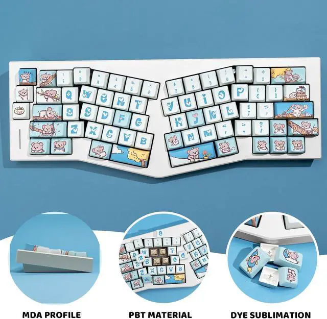 Alt view image 3 of 5 - JOLINTAL 74 Keys PBT Keycaps Set Comet MDA Profile Dye Sublimation Gaming Keycaps Customized Keycap ANSI Layout Keycaps Compatible with Cherry MX Switches Mechanical Keyboards (Koala Keycaps)