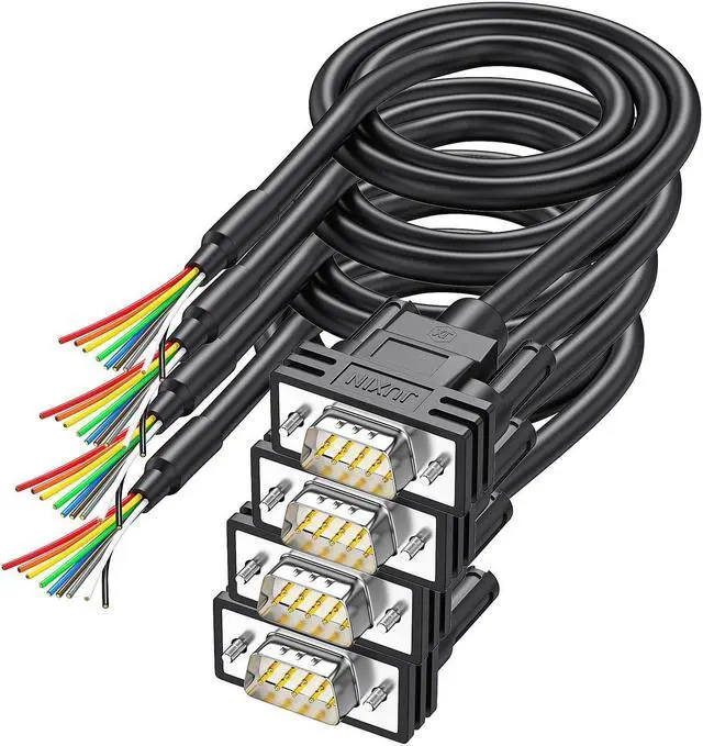 Alt view image 4 of 4 - JUXINICE 4Pack DB9 Connector to Bare Wire END, D-SUB 9 pin RS232 Serial Extension Cable Double shielde,DB9 Male to 9-Core Wires 3ft -Black