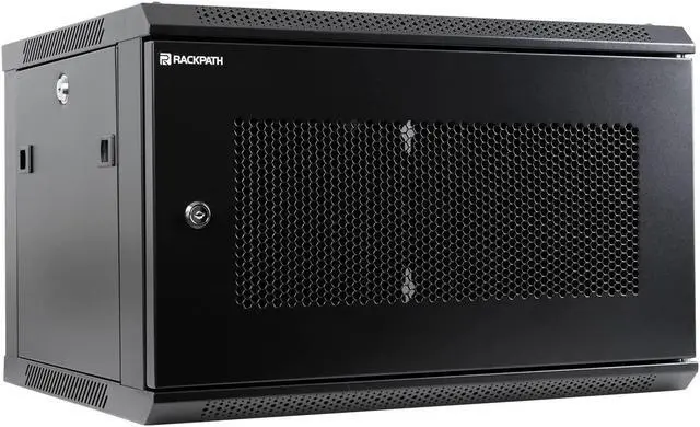 Main image of RackPath 6U Wall Mount Server Cabinet Network Rack Enclosure, Quiet Cooling Fan, Perforated Door, Black