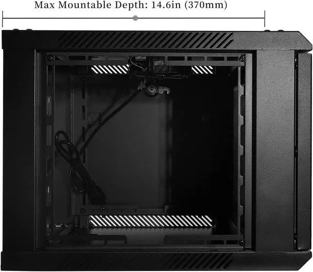 Alt view image 3 of 5 - RackPath 6U Wall Mount Server Cabinet Network Rack Enclosure, Quiet Cooling Fan, Perforated Door, Black