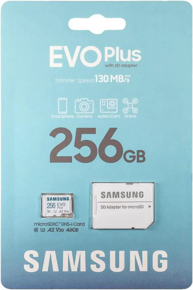 Alt view image 2 of 5 - Samsung 256GB Micro SD Card Evo Plus for Samsung Phone Works with Galaxy A20s, A20, A10, A70 (MB-MC256KA) SDXC Class 10 A2 UHS-I Bundle with 1 Everything But Stromboli MicroSD & SD Memory Card Reader