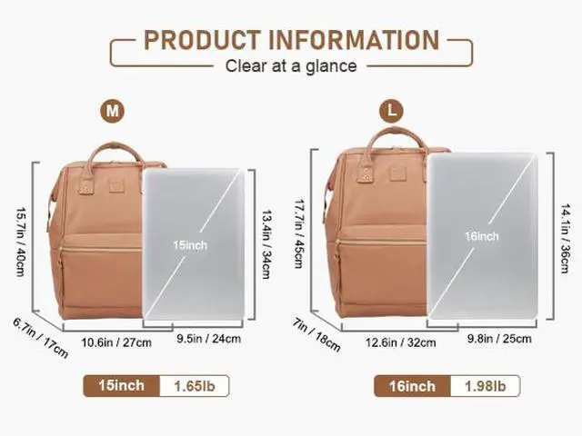 Alt view image 5 of 5 - Kah&Kee Leather Backpack for Women and Men 16-inch Laptop Bag | Teacher Professional, Diaper Bag Backpack, Ideal for Work, School, Nurse, College & Travel (Tan Pink, Large)