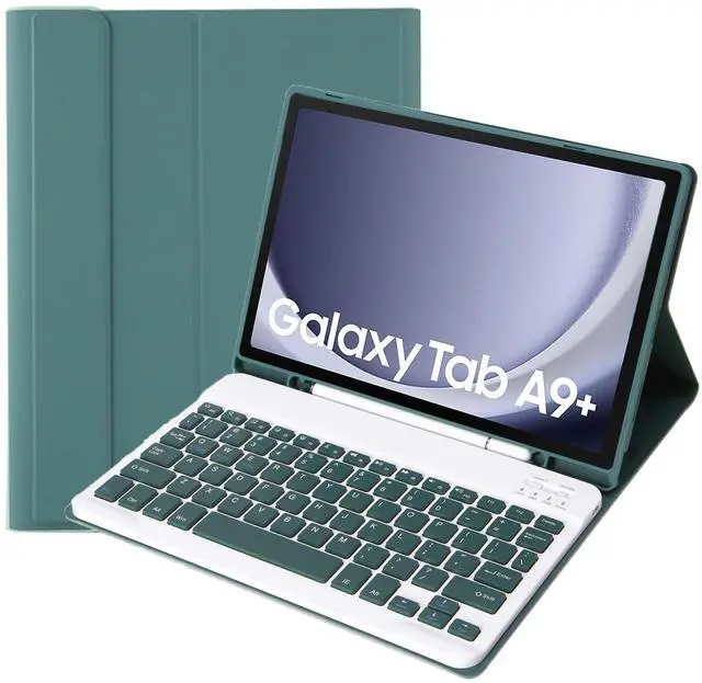 Main image of Slim Candy Colors Keyboard Case Compatible with Samsung Galaxy Tab A9 Plus 11 Inch 2023 Model (SM-X210/X216/X218) with S Pen Holder, Mutil Angles Stand Cover Detachable Wireless Keyboard (Dark Green)