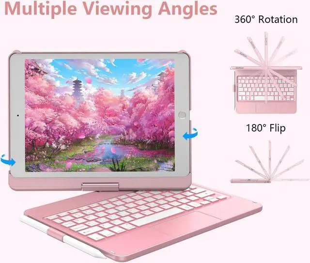 Alt view image 3 of 5 - KBCASE iPad 9th Generation Case with Keyboard, 360Rotatable Keyboard Case for iPad 9th/8th/7th 10.2 inch, Trackpad Keyboard with Pencil Holder & iPad Pencil 9th/10th Generation with Palm Rejection