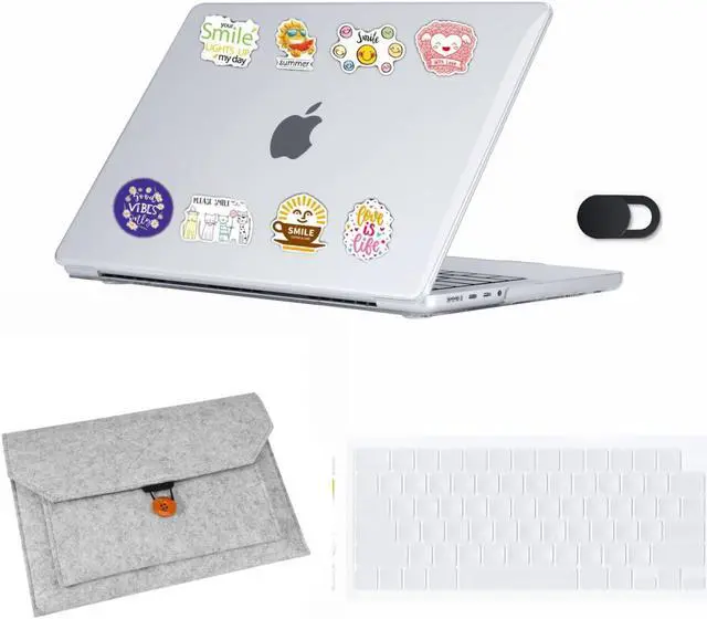 Main image of Se7enline Compatible with 14 inch MacBook Pro Case 2021-2024 M3 M2 M1 Pro/Max A2442/A2779/A2918/A2992 Clear Hard Shell Case &Felt Sleeve&Keyboard Skin &Webcame Cover&Random Sticker,Crystal Clear