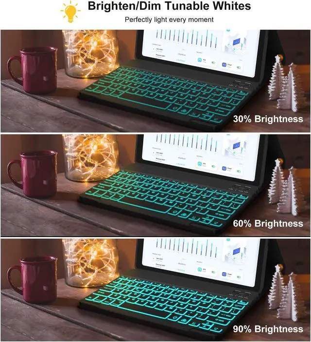 Alt view image 4 of 5 - Galaxy Tab A8 Keyboard Case (10.5 inch 2022 Release), 7 Colors Vibrant Backlit, Bluetooth Separate Keyboard for Samsung Galaxy Tab A8, Smart Auto Sleep/Wake Up Slim Synthetic Leather Folio, Black