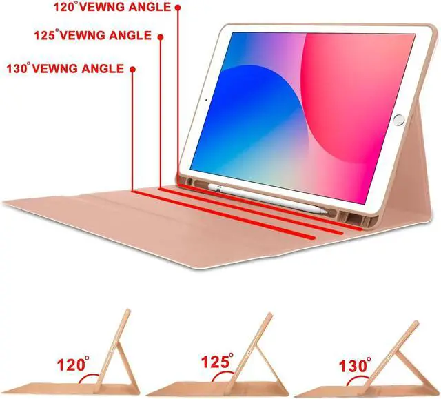 Alt view image 5 of 5 - KVAGO iPad Keyboard Case 9.7 inch, Compatible with iPad 6th Generation,iPad 5th Generation, iPad Pro 9.7 inch, iPad Air 2,iPad Air, Protective Folio Cover with Wireless Bluetooth Keyboard -Pink