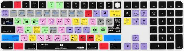 Main image of XSKN Premiere Pro Shortcuts EU/UK US Version Silicone Keyboard Cover Skin for Apple 2021 iMac Magic Keyboard with Touch ID and Numeric Keypad A2520 NOT for A3119