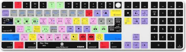 Alt view image 5 of 5 - XSKN Premiere Pro Shortcuts EU/UK US Version Silicone Keyboard Cover Skin for Apple 2021 iMac Magic Keyboard with Touch ID and Numeric Keypad A2520 NOT for A3119