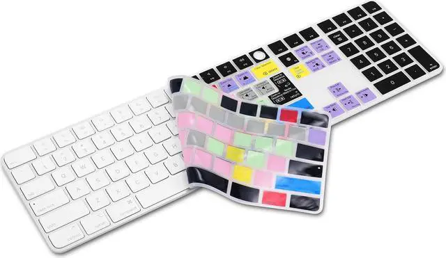 Alt view image 3 of 5 - XSKN Premiere Pro Shortcuts EU/UK US Version Silicone Keyboard Cover Skin for Apple 2021 iMac Magic Keyboard with Touch ID and Numeric Keypad A2520 NOT for A3119
