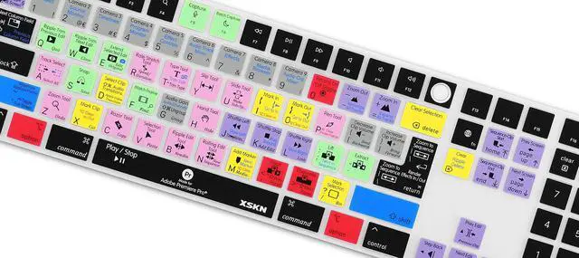 Alt view image 4 of 5 - XSKN Premiere Pro Shortcuts EU/UK US Version Silicone Keyboard Cover Skin for Apple 2021 iMac Magic Keyboard with Touch ID and Numeric Keypad A2520 NOT for A3119