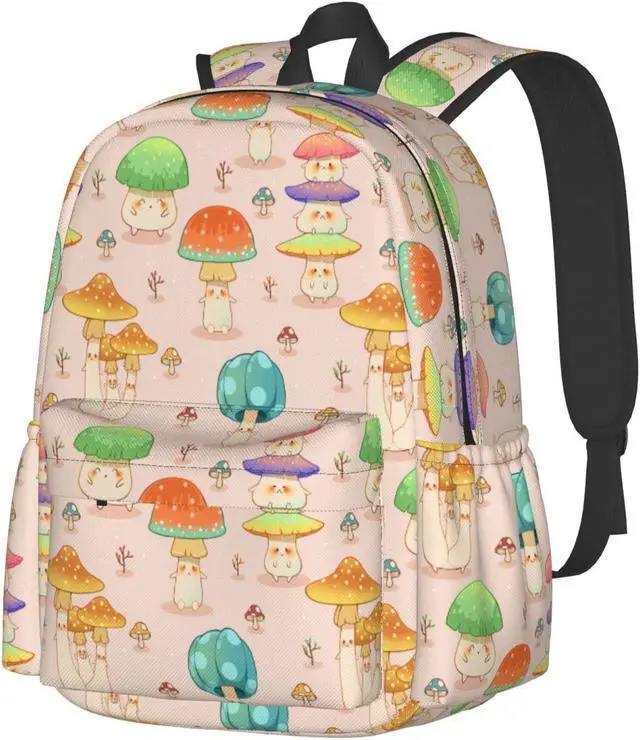 Main image of Shoggoth Mushroom Backpack 17 Inch Cute Mushroom Casual Daypack Lightweight Women's Laptop Backpack Campus Travel Bag for Women Men Hiking