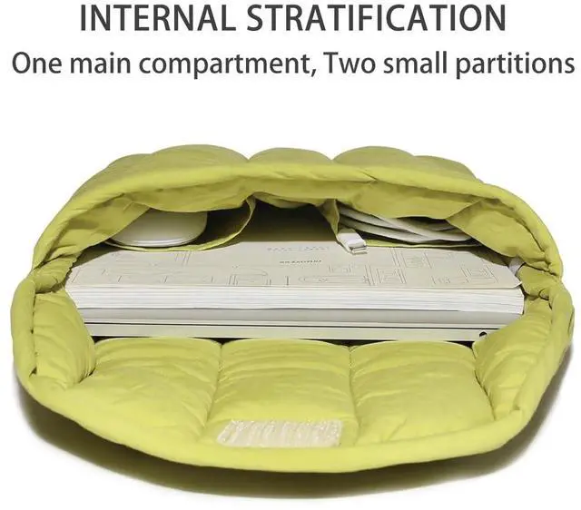 Alt view image 4 of 5 - Linpr Puffy Laptop Sleeve 15-16 Inch Streak-Green, Protective Carrying Case for Men and Women, Cute Case Bag Compatible with 15 and 16 Inch Laptops, for MacBook Air M2, Asus/Dell Xps in Cover
