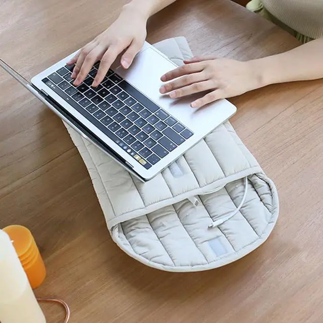 Alt view image 5 of 5 - Linpr Puffy Laptop Sleeve 15-16 Inch Streak-Green, Protective Carrying Case for Men and Women, Cute Case Bag Compatible with 15 and 16 Inch Laptops, for MacBook Air M2, Asus/Dell Xps in Cover