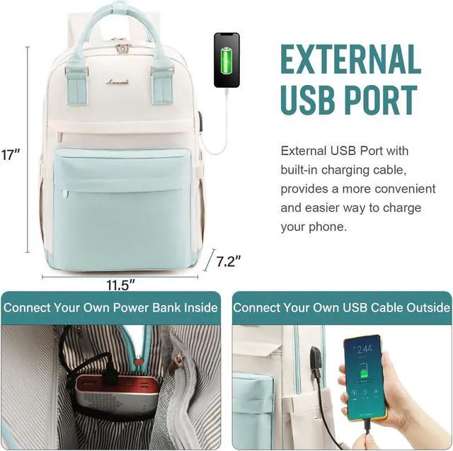 Alt view image 5 of 5 - LOVEVOOK Laptop Backpack for Women 15.6 Inch Laptop Bag with USB Port, Fashion Waterproof Backpacks Teacher Nurse Stylish Travel Bags Vintage Daypacks for College Work