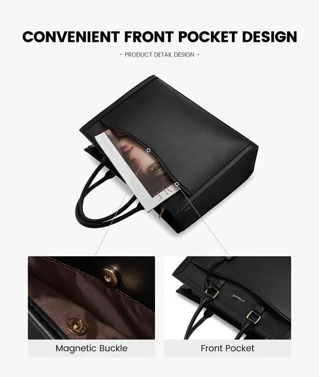 Alt view image 2 of 5 - LOVEVOOK Laptop Tote Bag for Women, Leather Office Work Bag Briefcase fit for 15.6 inch Laptop, Large Teacher Computer Bag Handbag,2pcs Set Leather/Black