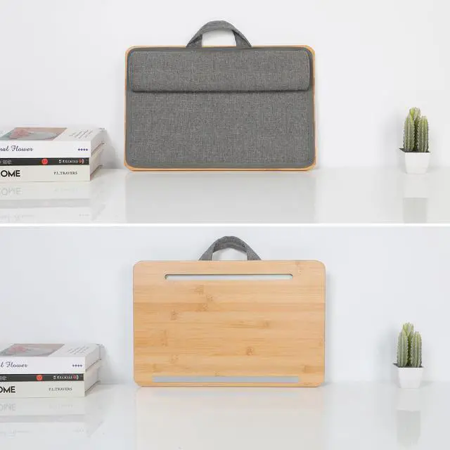 Alt view image 2 of 5 - SUMISKY Portable Laptop Desk with Cushion and Phone Holder Bamboo Laptop Stand for Sofa Fits Up to 14 Inches