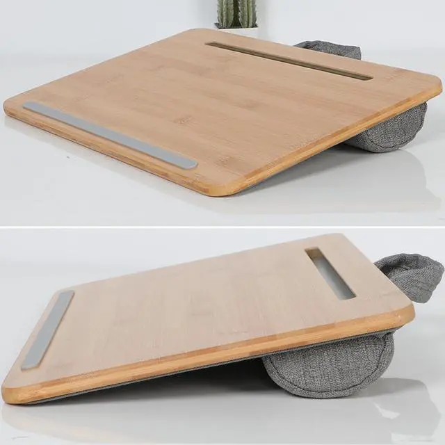 Alt view image 5 of 5 - SUMISKY Portable Laptop Desk with Cushion and Phone Holder Bamboo Laptop Stand for Sofa Fits Up to 14 Inches