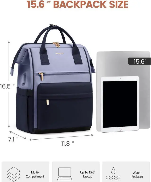 Alt view image 5 of 5 - LOVEVOOK Laptop Backpack for Women Men, Teacher Nurse Work Bag Waterproof Fashion Travel Backpack Purse, 15.6 Inch Computer Backpack with USB Port