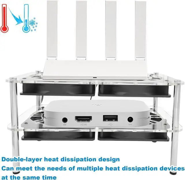 Alt view image 5 of 5 - 4x120mm Computer Fan with Ac Plug,with Variable Speed Controller,Dual-Layer Heat Dissipation with Acrylic Stand,Cooler for Router Flat-Screen Tv Receiver and Other Electronic Devices