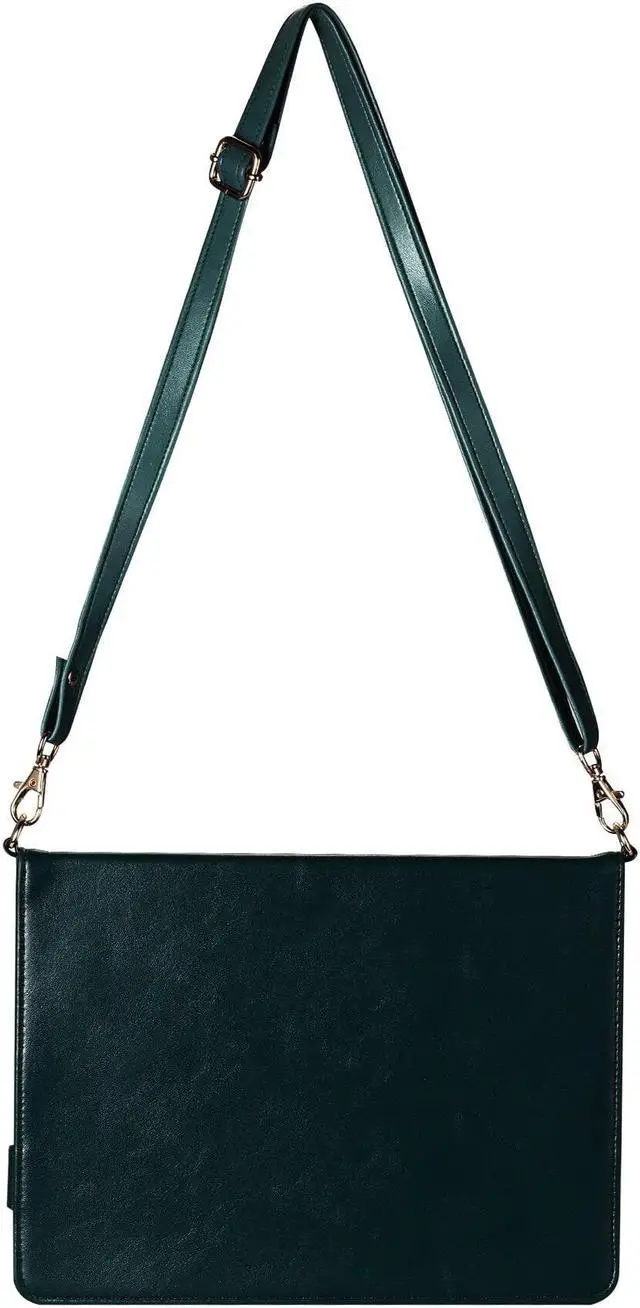 Alt view image 2 of 5 - Handbag Case for iPad Mini 5th/4th/3th/2th/1st Generation, Techcircle Folio Stand PU Leather Crossbody iPad Mini Cover with Hand Strap, Multiple Card Slots Envelope Pocket Wallet Case, Midnight Green