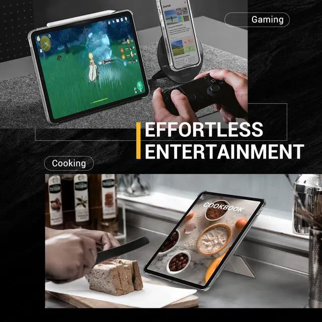 Alt view image 4 of 5 - MAGEASY Case for iPad Pro 11" - Folio Case with Multi-Angle Stand, Apple Pencil Holder, Stain-Resistant, Compatible with iPad Pro 11'' (2018-2022) & iPad Air (5th/4th Gen) - Facet | Gray Starlight