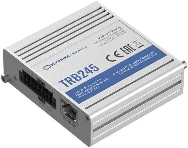 Alt view image 2 of 5 - Teltonika TRB245 Industrial Rugged LTE Gateway TRB245000000, 150, W125727569 (Gateway TRB245000000, 150 Mpps, SNMP, TCP, UDP, IPv4, IPv6, ICMP, NTP, DNS, HTTP, HTTPS, FTP, SMTP, SSL)