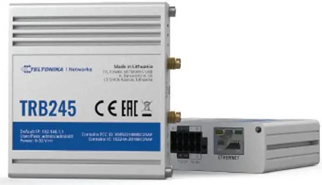 Alt view image 4 of 5 - Teltonika TRB245 Industrial Rugged LTE Gateway TRB245000000, 150, W125727569 (Gateway TRB245000000, 150 Mpps, SNMP, TCP, UDP, IPv4, IPv6, ICMP, NTP, DNS, HTTP, HTTPS, FTP, SMTP, SSL)