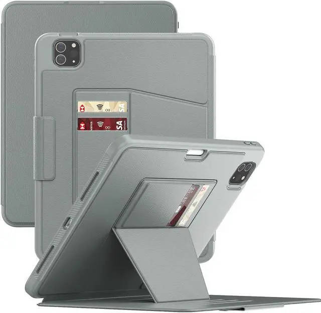 Main image of Maogoam for iPad Pro 11 inch Case Leather,(4th&3rd Gen, 2022/2021), Rugged Magnetic Case, Compatible with Apple Pencil Wireless Charging, 7 Standing View Angles, Sleep/Wake Cover, Grey