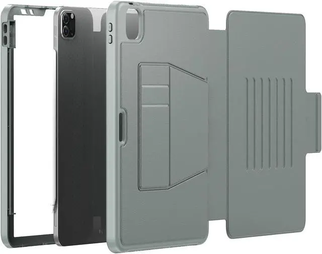 Alt view image 2 of 5 - Maogoam for iPad Pro 11 inch Case Leather,(4th&3rd Gen, 2022/2021), Rugged Magnetic Case, Compatible with Apple Pencil Wireless Charging, 7 Standing View Angles, Sleep/Wake Cover, Grey