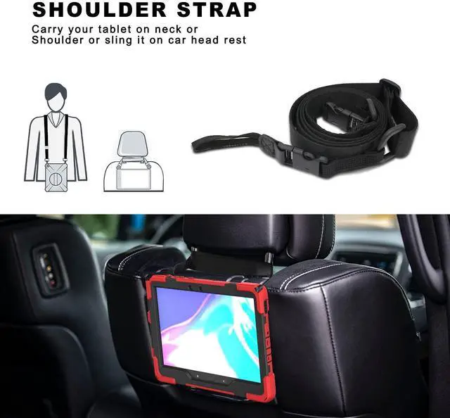 Alt view image 5 of 5 - rantice Compatible with Samsung Galaxy TAB Active PRO 10.1 Case/Tab Active4 PRO Case, Heavy Duty Rugged Shockproof Drop Protection Case, Hand Strap&Shoulder Strap for SM-T540/T547/T630/T638 (Red)