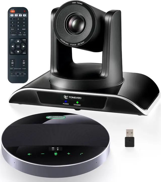 Main image of 20x Zoom Conference Room Camera System TONGVEO All-in-1 Video and Audio Conferencing System 20X Optical Zoom USB3.0 HDMI PTZ Camera and Conference speaker with microphone Bundle for large Meeting Room