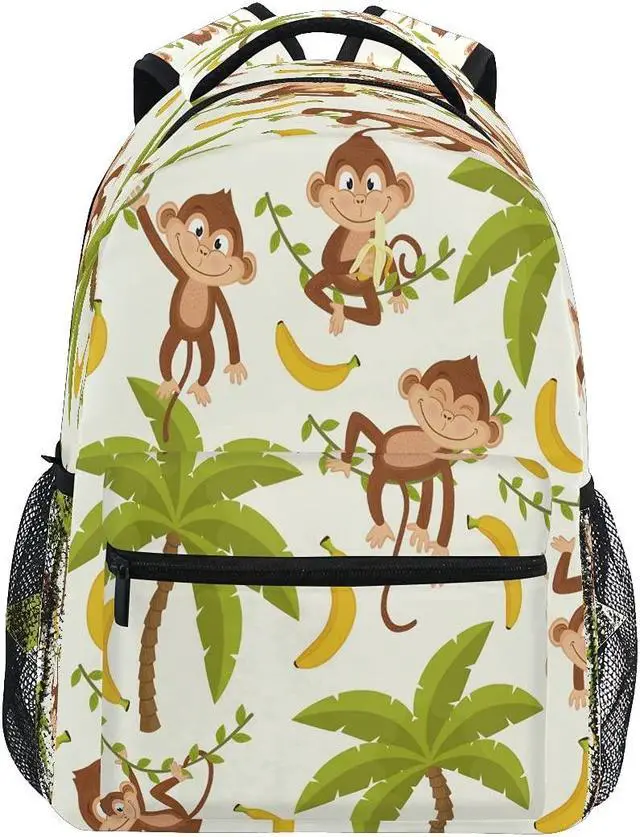 Main image of YPPAHHHH Monkey Palm Tree School Bag Backpack College Bookbag,Fruit Banana Laptop Backpacks Computer Bag Travel Hiking Camping Daypack for Women Girls Men Boys Students