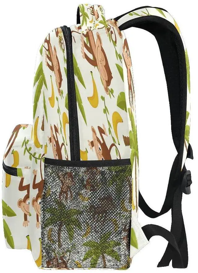 Alt view image 2 of 5 - YPPAHHHH Monkey Palm Tree School Bag Backpack College Bookbag,Fruit Banana Laptop Backpacks Computer Bag Travel Hiking Camping Daypack for Women Girls Men Boys Students