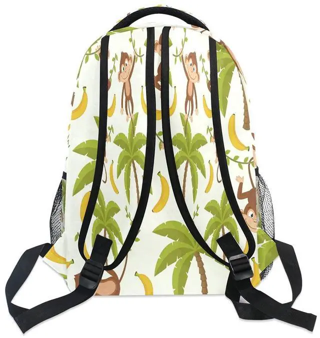 Alt view image 3 of 5 - YPPAHHHH Monkey Palm Tree School Bag Backpack College Bookbag,Fruit Banana Laptop Backpacks Computer Bag Travel Hiking Camping Daypack for Women Girls Men Boys Students