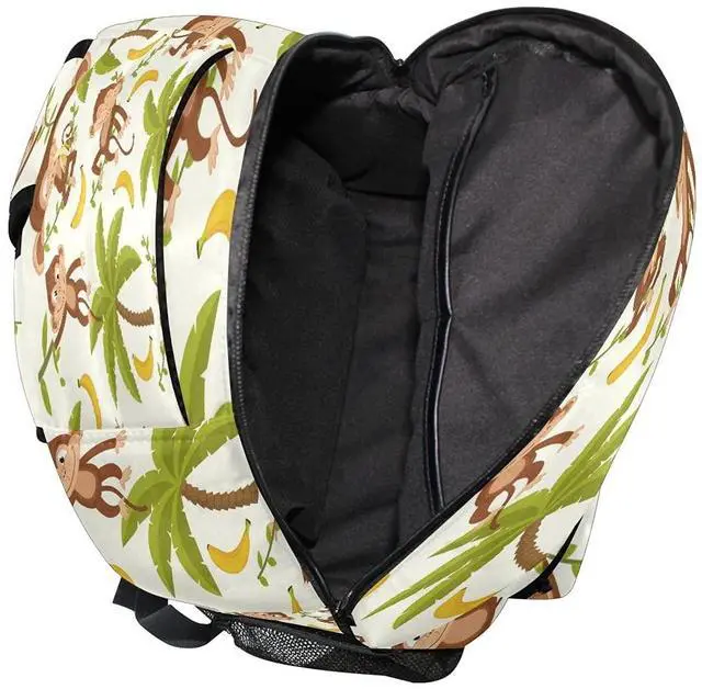 Alt view image 4 of 5 - YPPAHHHH Monkey Palm Tree School Bag Backpack College Bookbag,Fruit Banana Laptop Backpacks Computer Bag Travel Hiking Camping Daypack for Women Girls Men Boys Students