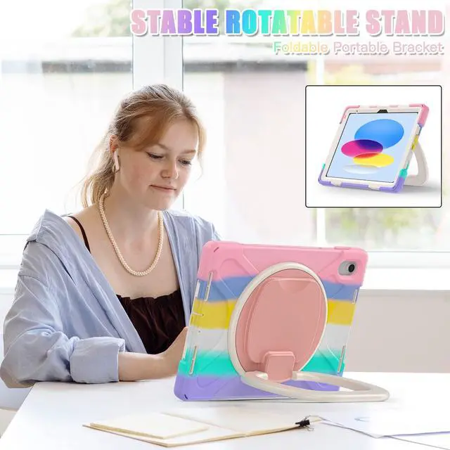 Alt view image 5 of 5 - TSQQST for iPad (A16) 11th/10th Generation Case Cute Pink for Kids Teen Girls & Women with Hand Grip & Kickstand 10.9 Inch 2025 2022 | Rugged Protection Screen Protector | Shoulder Strap Hangs in Car