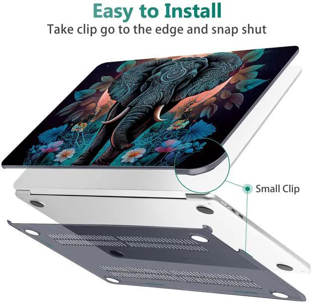Alt view image 5 of 5 - May Chen for M4 MacBook Air 13.6 Inch Case 2025 2024 2023 2022 Release Models: A3240 A3113 M3 A2681 M2, Plastic Hard Shell Case for MacBook Air 13.6" with Retina Display Fits Touch ID, Elephant
