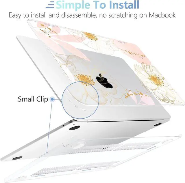 Alt view image 4 of 5 - MEEgoodo Case for MacBook Air M4/M3/M2 13.6 inch 2025 2024 2022, Fit Model A3240 A3113 A2681, Compatible with MacBook Air 13 inch, Laptop Hard Shell Case with Keyboard Cover, Tropical Pink Flowers