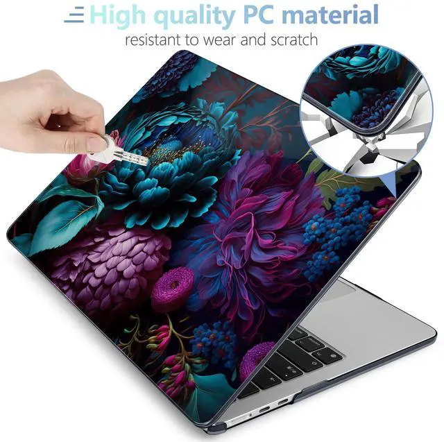 Alt view image 3 of 5 - MEEgoodo Case for M4/M3/M2 MacBook Air 13.6 inch Case 2025 2024 2022, Fit Model A3240/A3113/A2681, Laptop Hard Shell with Keyboard Cover Compatible with MacBook Air 13 inch, Beautiful Fantasy Flower