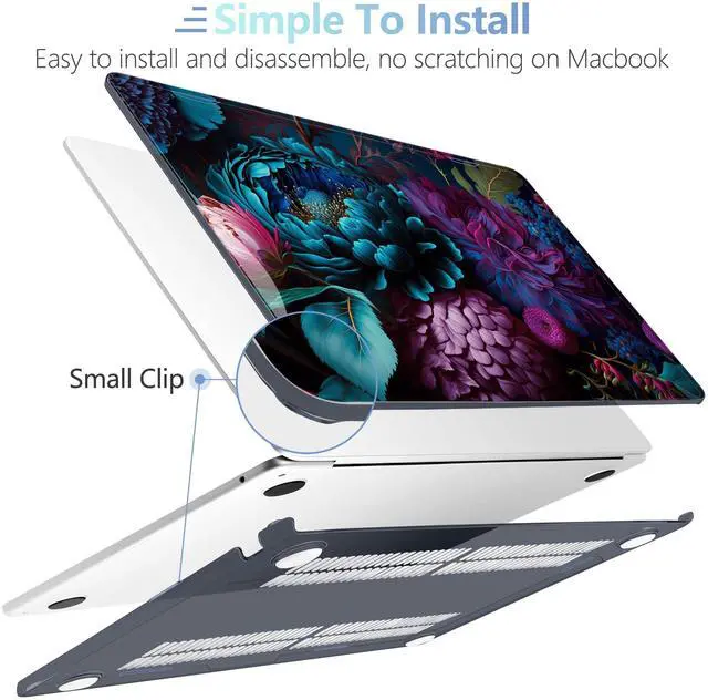Alt view image 4 of 5 - MEEgoodo Case for M4/M3/M2 MacBook Air 13.6 inch Case 2025 2024 2022, Fit Model A3240/A3113/A2681, Laptop Hard Shell with Keyboard Cover Compatible with MacBook Air 13 inch, Beautiful Fantasy Flower